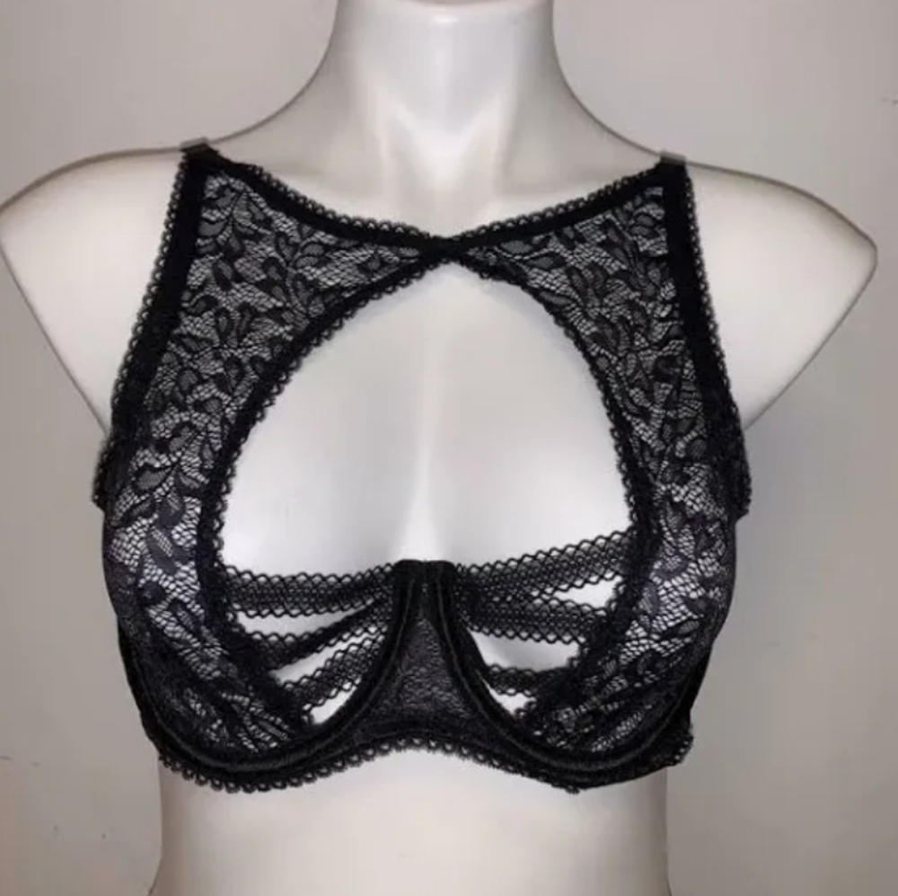 Adore Me 36D Black Lace Underwire Bra Sexy